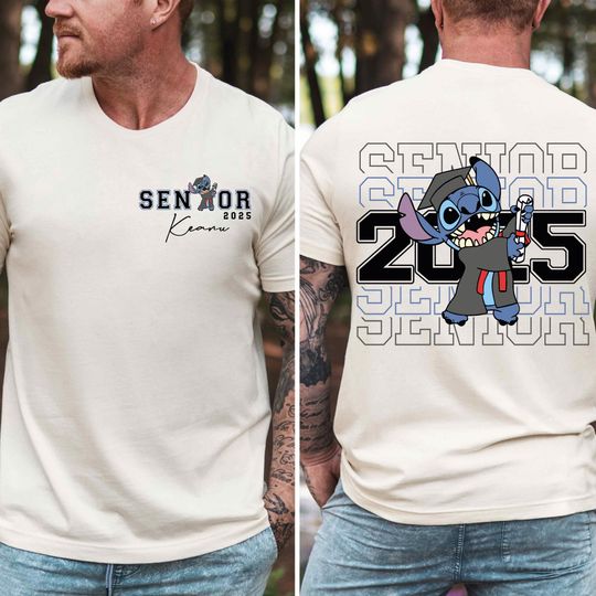 Disney Stitch Senior 2025 Custom Graduate T-Shirt, Senior Stitch Shirt, Disney Family Grad Tee, Disney Graduation Trip Tee, Senior Squad Tee