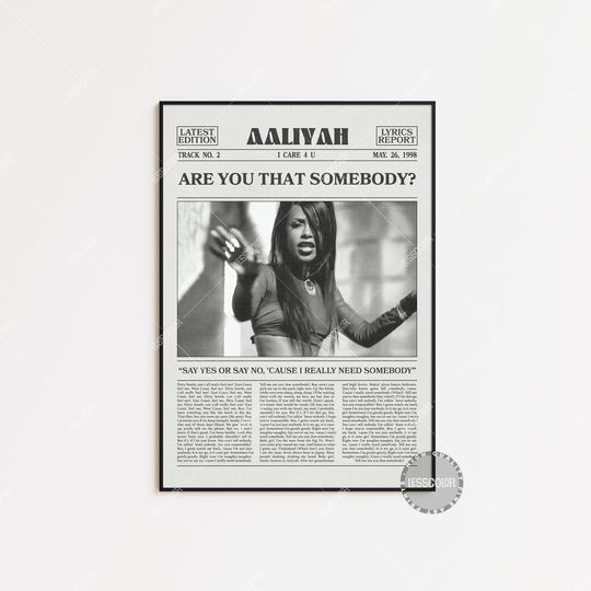 Aaliyah Retro Newspaper Print Premium Matte Poster