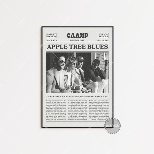 Caamp Apple Tree Blues Lyrics Poster - Premium Matte Vertical