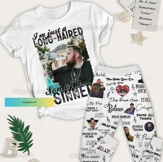 Jelly Roll Pajamas Set, Jelly Roll Rock Pajamas Pants, Jelly Roll Son Of A Sinner