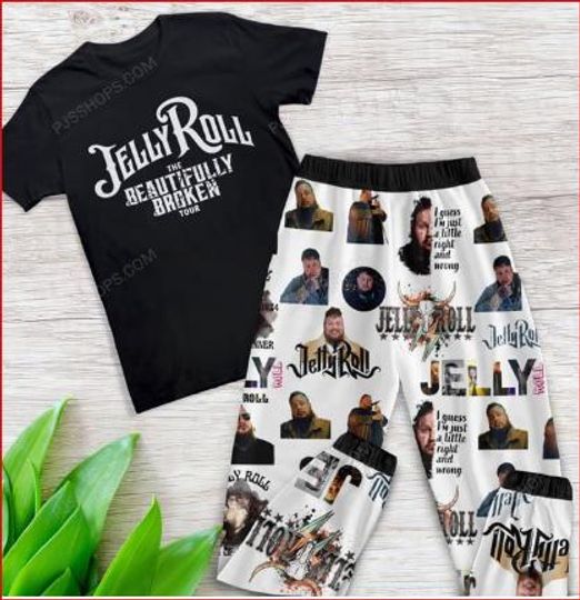 Jelly Roll Pajama Set, Jelly Roll The Beautifully Broken Tour Pajamas Set