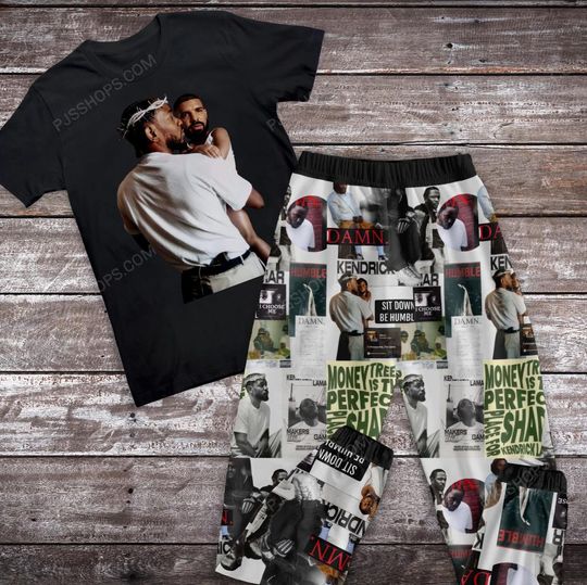 Kendrick Lamar Holding Baby Drake Pajamas Set, Funny Rapper Matching Family Pajamas, Hip Hop Christmas Pajamas for Adult and Kids