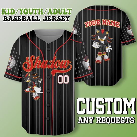 Custom Sonic and Shadow Baseball Jersey  Funny Sonic Birthday Shirt  Cool Gamer Party Outfit  Gift for Hedgehog Fans