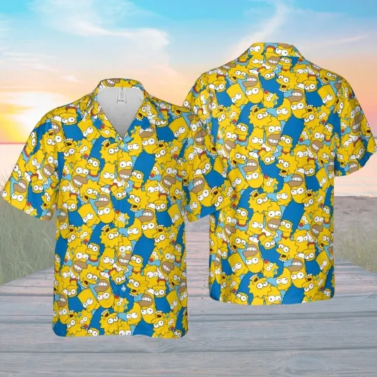 The Simpsons Hawaiian Button Down Shirt Unisex Adults