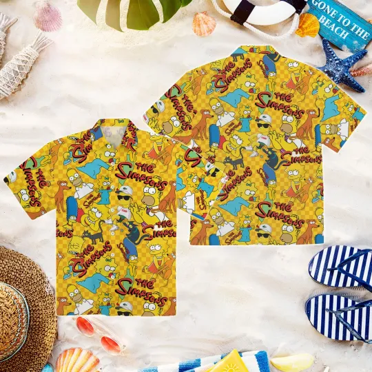 The Simpsons Hawaiian Button Down Shirt Unisex Adults