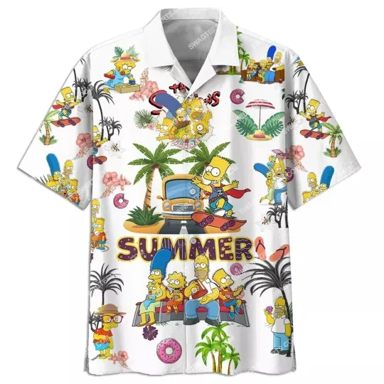 The Simpsons Hawaiian Button Down Shirt Unisex Adults