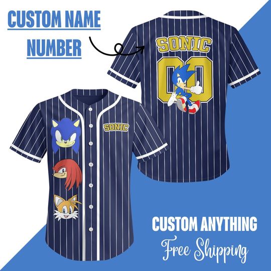 Personalized Disney Sonic Baseball Jersey, Sonic Baseball Jersey, Custom Sonic Party Jersey, Sonic Birthday Gift, Sonic Jersey Team Shirt