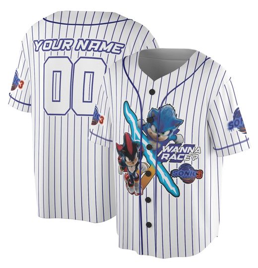 Personalized Sonic Jersey Baseball, Custom Sonic Jersey, Funny Sonic Jersey, Sonic Party Jersey, Sonic Birthday Gift