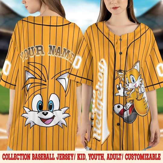 Personalized Sonic Talls Baseball Jersey, Custom Soni Birthday Jersey, Sonic Birthday Boy Jersey, Knuckles Shadow, Tails, Silver