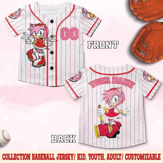 Personalize Sonic The Hedgehog Amy Rose, Custom Sonic Jersey, Funny Sonic Party Shirt, Sonic Birthday Gift