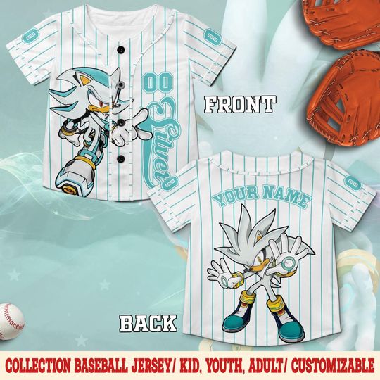 Personalized Sonic Baseball Jersey, Custom Sonic Jersey, Sonic Birthday Gift, Sonic Birthday Jersey, Knuckles Shadow, Tails