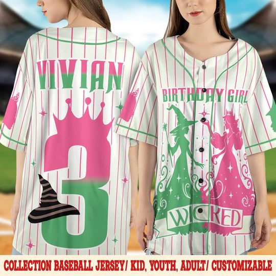 Custom Wicked Witch Baseball Jersey/Changed For Good Shirt/ Elphaba and Glinda Jersey/Shiz University/Wicked Musical Movie Fan Gift