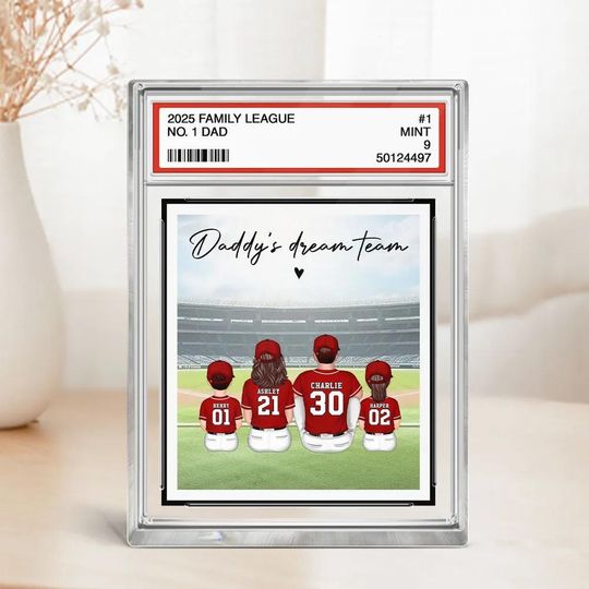 Baseball Dad Acrylic Photo Block, Custom Trading Card Gift for Father's Day, Personalized Gift from Kids or Wife