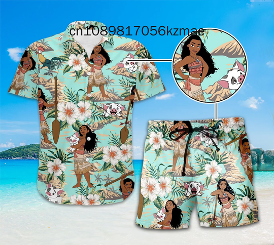 Disney Moana Princess Hawaiian Shirt and Shorts Set