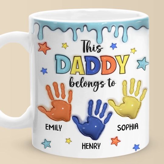 Little Hands, Big Love - Family Personalized Custom 3D Inflated Effect Printed Mug - Father's Day, Gift For Dad, Grandpa