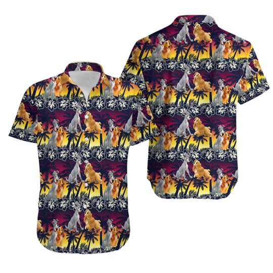 Lady And The Tramp Hawaiian Shirt, Disney Dog Summer Shirt