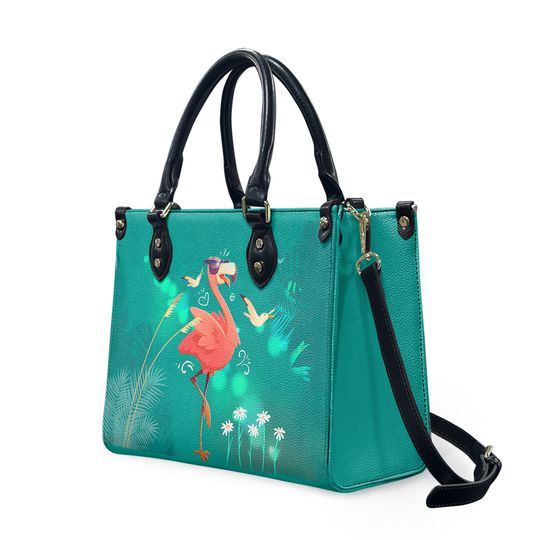 Flamingo Shoulder Handbag, Flamingo gift,Leather handbag,Leather purse,Women handbag, Leather shoulder bag, Pink Flamingo Woman Shoulder Bag