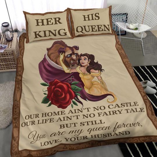 Her King And His Queen Beauty And The Beast Happy Valentine 3D Bedding Set