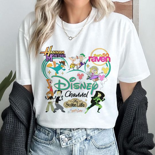 Disneyland Cartoon Characters Hannah Montana Lizzie McGuire Phineas Ferb Perry Kim Possible Shirt, Disneyland Trip Gift Family Trip Shirt
