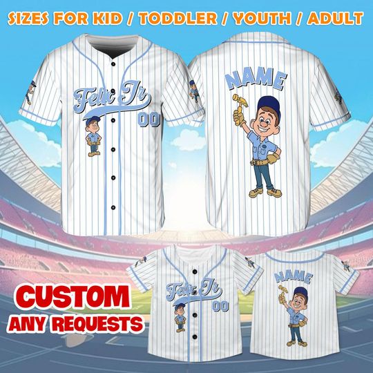 Wreck It Ralph Felix Jr Jersey Shirt, Disney Wreck It Ralph Baseball Jersey, Fix It Felix Jr Cosplay, Disney Trip Shirt, Disney World