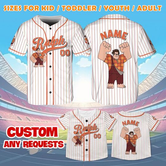 Wreck It Ralph Jersey Shirt, Disney Wreck It Ralph Baseball Jersey, Disney Ralph Cosplay, Disney Family Shirts, Magic Kingdom Shirt