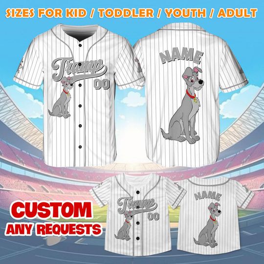 Disney Tramp Jersey Shirt, Disney Lady and the Tramp Baseball Jersey, Disney Tramp Dog Cosplay, Magic Kingdom Shirt, Disney Trip Shirt