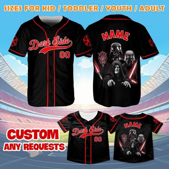 The Sith Dark Side Jersey, Disney Star Wars Baseball Jersey, Darth Vader Kylo Ren Darth Maul Palpatine Jersey, Disney Trip Shirt
