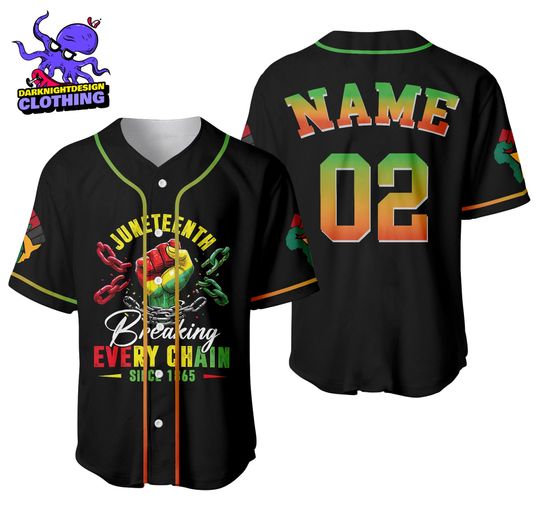 Juneteenth Personalized Baseball Jersey, Black American Freedom Shirt, African American Outfit, Juneteenth Gift