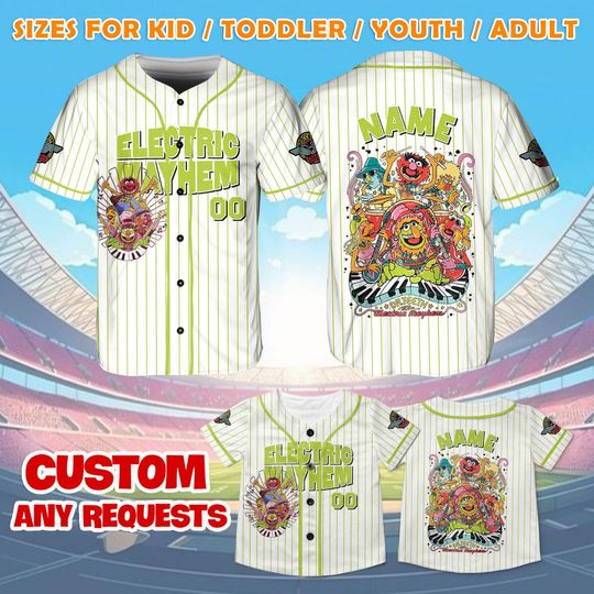 The Electric Mayhem Jersey, Disney Muppets Baseball Jersey, Dr Teeth and Electric Mayhem Cotsume, Disney Family Shirt, Muppets Show
