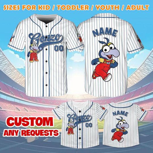 Baby Gonzo Jersey Shirt, Disney Muppets Babie Baseball Jersey, Baby Gonzo the Great Cosplay, Disney World Shirt, Disney Family Shirts