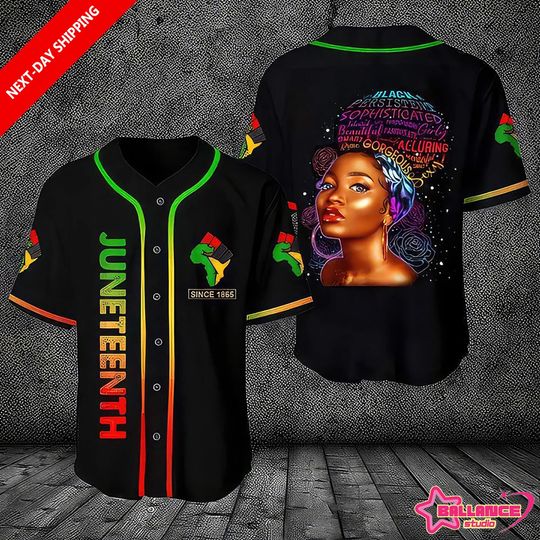 Juneteenth Baseball Tee Jersey Shirt, Beautiful Smart Black Girl Printed 3D, Celebrating Freedom, Gift for African American Girls