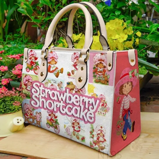 Strawberry Shortcake Leather Handbag - Women's Leather Bag