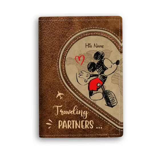 Travel Partners For Life,Personalized Couple Passport Holder, mickey passsport