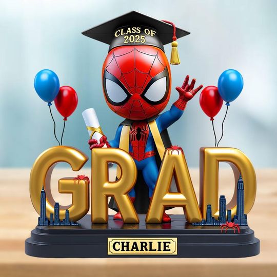 Spider-Man Graduation, Personalized Class of 2025 Grad Superhero Gift, Spider Man Acrylic Plaque Gift, Gift For Graduation