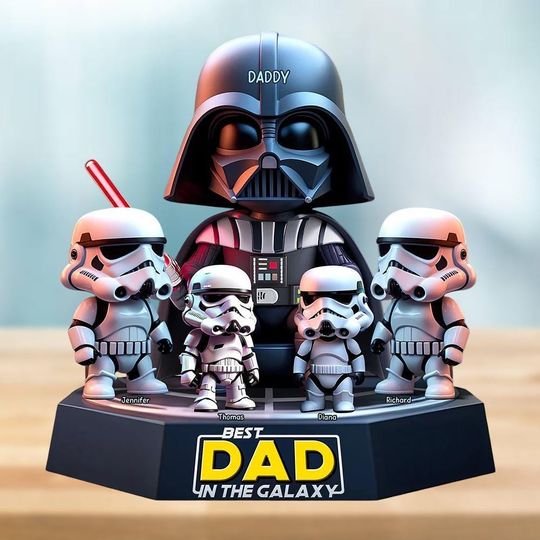 Best Dad In The Galaxy Figurine, Personalized Darth Vader Stormtrooper Acrylic Plaque, Star Wars Dad Gift for Father's Day