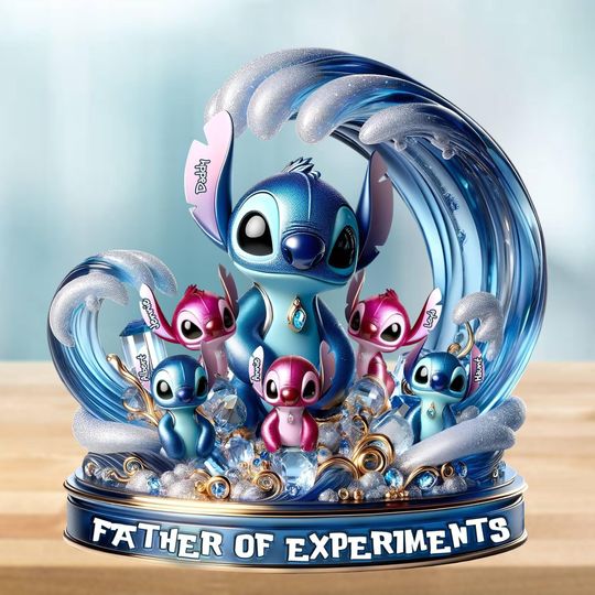 Personalized Stitch Acrylic Plaque, Disney Crystal Plaque for Father's Day, Dad Decor Gift