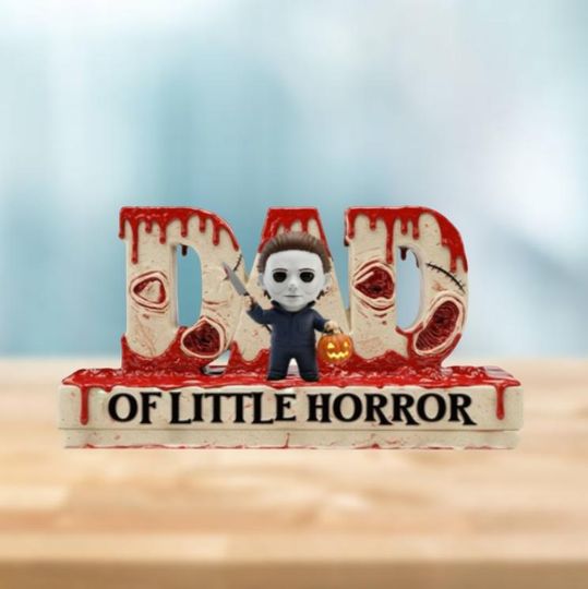 Dad Of Little Horrors Custom Acrylic Plaque, Funny Horror Movie Dad Gift from Kids, Halloween Father's Day Figurine Plaque