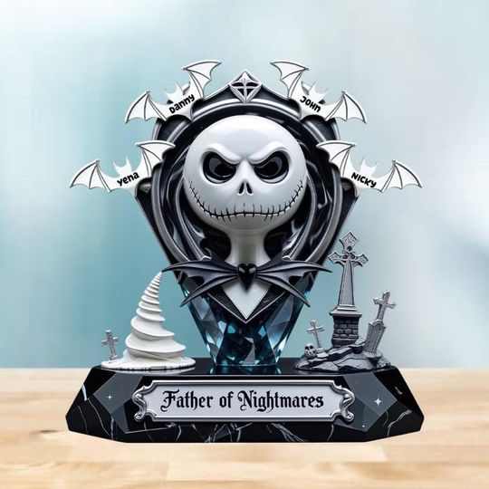 Nightmare Before Christmas Dad Plaque, Jack Skellington Custom Figurine, Halloween Father's Day Gift For Movie Fan Dads