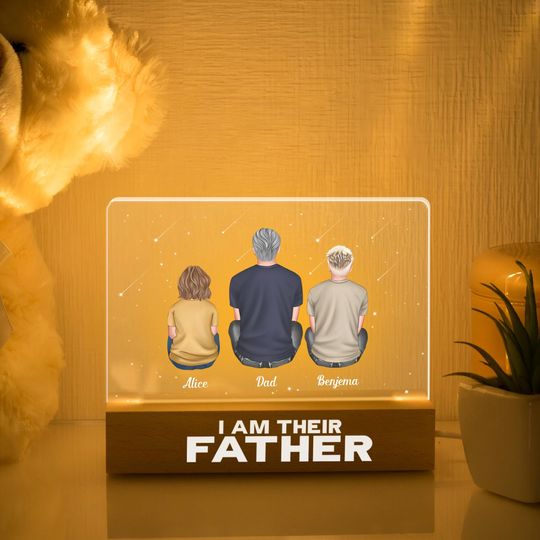 Discover Custom Family LED Night Light, I am their Father plaque, Gift for Dad, Grandpa, Custom Family Member Gift, Family Sign, Dad birthday gift