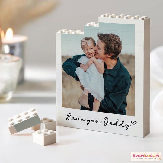 Custom Daddy and Me Brick Photo Block, Fathers Day Gift, Gift for Dad, Personalized Photo Building Block, Dad Puzzle Gift, Gift For Husband
