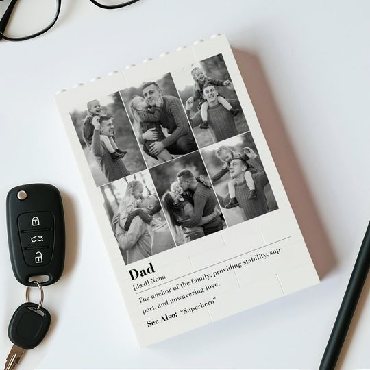 Personalised Photo Puzzle Gift for Dad, Father's Day Lego Brick Picture Frame for Grandpa, Stepdad, Baby Keepsake Gift from Kids, BY05