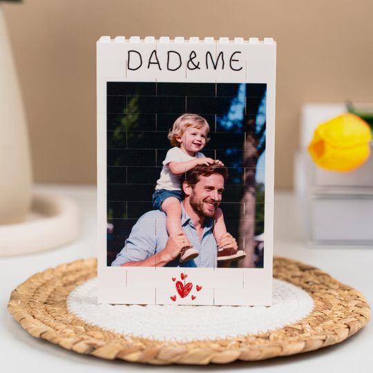 2025 New Father's Day Personalized Papa & Me Brick Photo block, Unique Photo Present Building Block For Daddy, Father's Day Sign Gifts