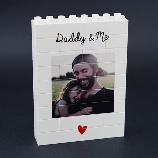 Fathers Day Gift Personalized Daddy and Me Brick Photo block, Gift for Dad, Building Block, Dad Puzzle, Gift, Him, Dad, Grandad, Grandpa