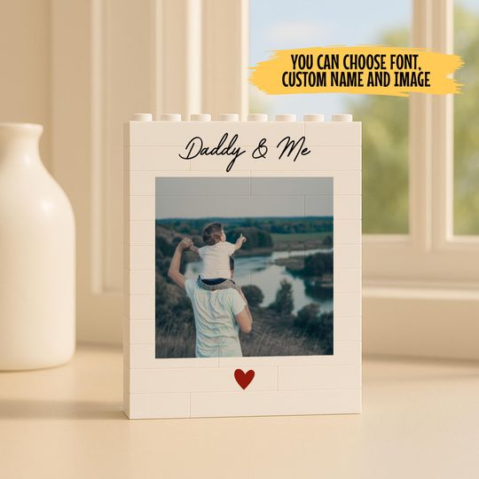 Father's Day Gift Personalized Daddy and Me Brick Photo block, Custom Family Photo Blocks Gift, Dad Puzzle, Gift, Him, Dad, Grandad, Grandpa