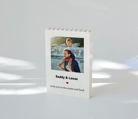 Personalized Building Block Photo block | Custom Photo Gift | Construction Bricks Photo Frame | Unique Fathers Day Gift Dad Birthday Gift