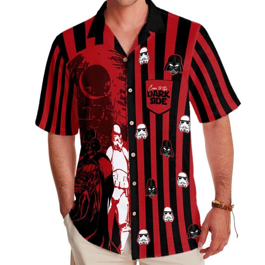 Disney Star Wars Come To The Dark Side Hawaiian T-shirt, Darth Vader Stormtrooper Hawaiian Tee, Star War Print Button Tee, Star War Day Gift