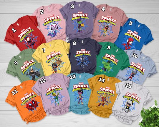 Group Characters All Spider And His Amazing Friends Shirt, Spider Hero Family Matching Shirt, Spidey and Friends Theme Birthday Tee