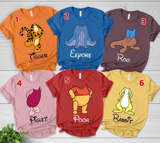 Disney Winnie the Pooh All Characters Group Custom Retro Shirt, Magic Kingdom Unisex T-shirt Family Birthday Gift