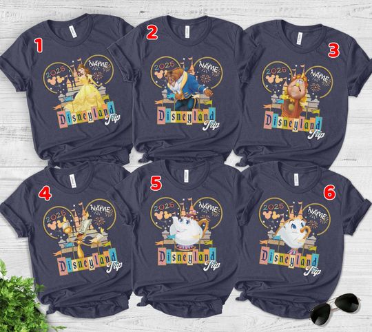 Retro Disney Beauty and The Beast Shirt, Belle, Beast, Gaston, Lumiere, Mrs Potts and Chip, WDW Disneyland Matching Family Shirt