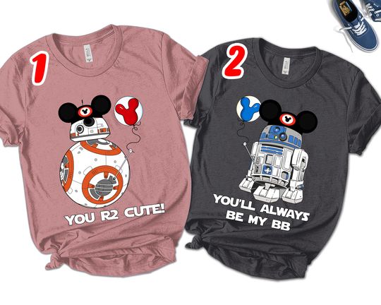 Disneyland Couple Star Wars Tee, Disney Matching R2D2 BB8 Couple Tee, Star Wars Couple Tee, Disney Mom Dad, Disneyland Honeymoon Tee